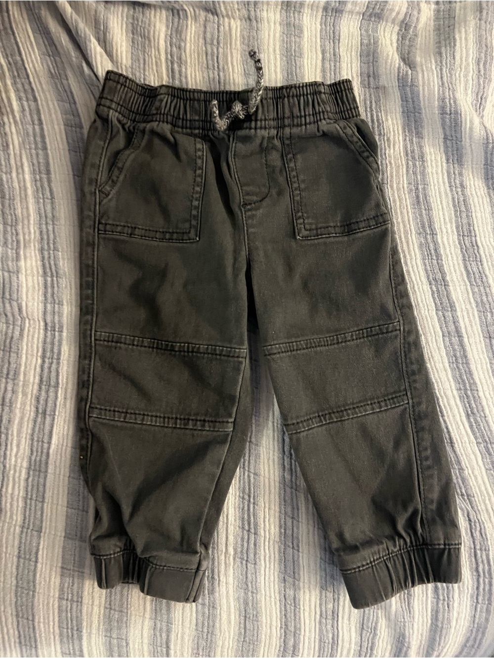 jumping beans Black Elastic-Waist Jogger Pants with Knee Panels